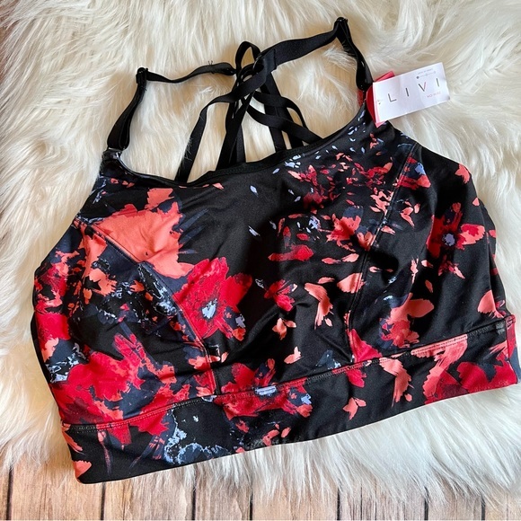 Livi Active Other - NWT Livi Activewear Sports Bra Lane Bryant Low Impact Floral Strappy Back
